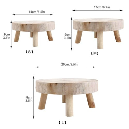 Wood Plant Stands Indoor Outdoor, 9cm/3.5 Tall Plant Holder Wooden Stool Display Stand Flower Pot Stand Small Round Side Plant Table Planter Stands for Indoor Plants (Wood, 14cm)