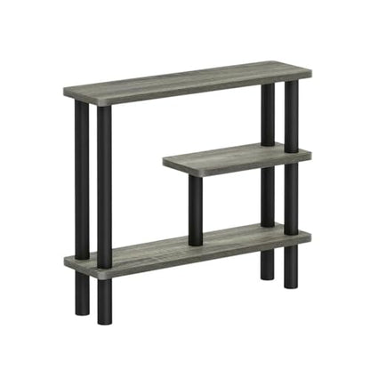 Furnifact Gray Slim Space Saving Entryway Storage Rack, Composite Wood, 4 Shelves, Compact Wall-Side Organizer for Hallway and Closet