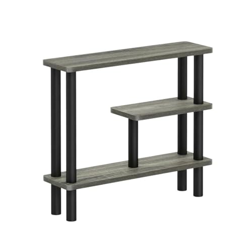 Furnifact Gray Slim Space Saving Entryway Storage Rack, Composite Wood, 4 Shelves, Compact Wall-Side Organizer for Hallway and Closet