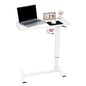 Overbed Bedside Table with Wheels, Adjustable Pneumatic Mobile Standing Desk, Laptop Table Rolling Bed Desk Foldable for Hospital & Home (32" W x 16" D, White) - size: 27“-38”