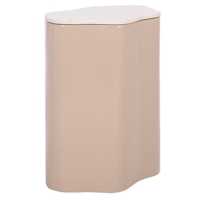 SAFAVIEH Home Collection – Kanon Taupe Base & White Marble Top Accent Table, Sculptural Modern Design, Fully Assembled (ACC3235A) - color: White/Taupe
