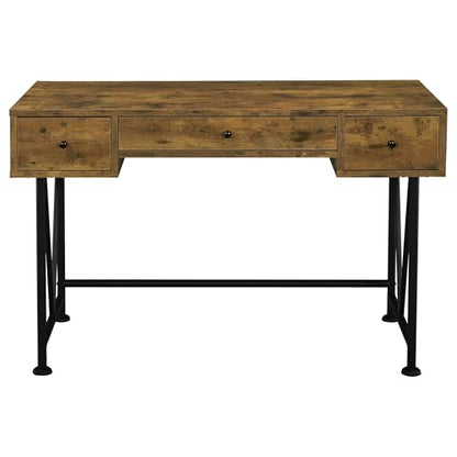 Coaster Home Furnishings Analiese Rustic 47-Inch 3-Drawer Home Office Computer Writing Desk Study Table with Storage Engineered Eco-Friendly Wood Look Laminate Sturdy Steel Rustic Nutmeg 801541 - color: Rustic Nutmeg