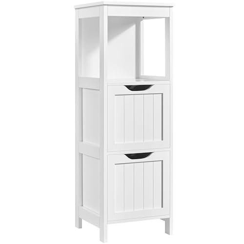 Yaheetech Small Bathroom Storage Cabinet with 2 Drawers & Open Shelf, White | Slim Floor Organizer Stand Fits beside a Pedestal Sink or Toilet, Hides Towels, Toiletries, Toilet Paper, 12 x 12 x 35 Inch - color: White, size: 35"H