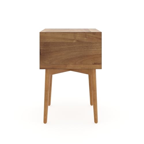 Nathan James 32704 Harper Mid-Century Oak Wood Nightstand with 2-Drawers, Small Side End Table with Storage, Brown - color: Oak Brown, size: Set of 1