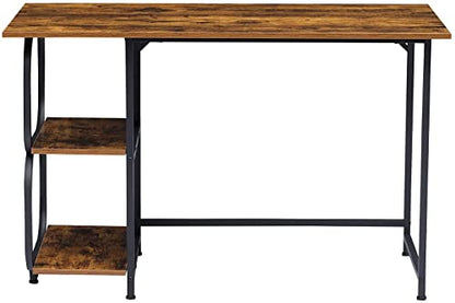 Anivia Writing Computer Home Office Desk with 2 Storage Shelves on Left or Right Side, Industrial Simple Style Wood Table Metal PC Laptop Notebook, 47", Rustic Brown + Black Frame - color: Rustic Brown + Black Frame