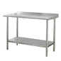 Garvee Stainless Steel Curved Edge Work Table 48 inch Double Layer with Backsplash, Heavy Duty Commercial Prep Table with Hook, 0.7mm Thick - size: 48*24*35 inch - with rear backboard