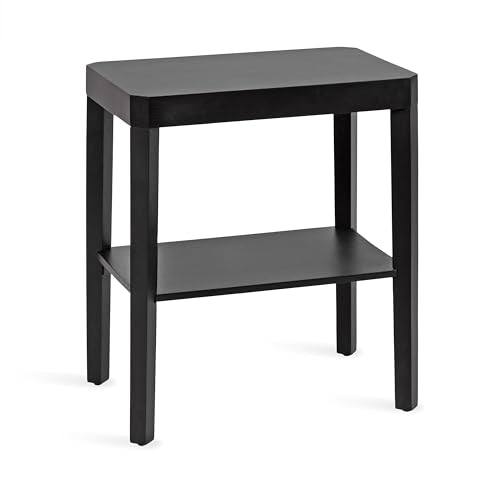 Kate and Laurel Talcott Modern Rectangle Wood Side Table, 22 x 14 x 26, Black, Transitional Decorative Two-Tier End Table for Use as a Bedroom Nightstand or Living Room Accent - color: Black, size: 22x14x26