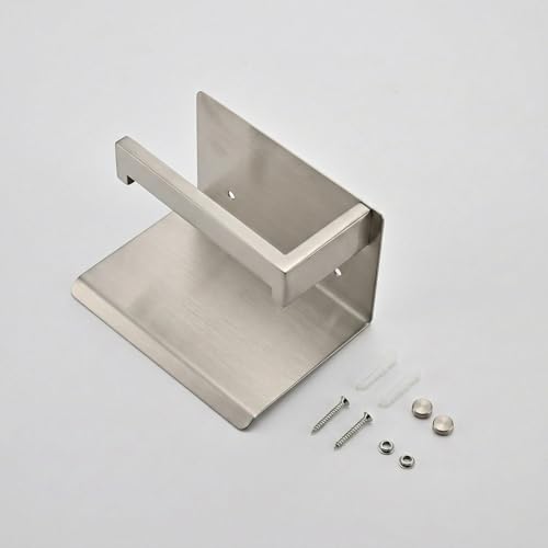 Toilet Paper Holder with Phone Shelf, Brushed Nickel | SUS304 stainless steel, screw-mounted, phone shelf with raised lip, fits standard toilet paper rolls - color: Brushed Nickel
