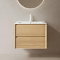 24" Floating Bathroom Vanity with Sink, Wall Mounted Modern Bathroom Cabinet with 2 Soft Close Drawers, Oak & Plywood, Pre-Assembled with Integrated Ceramic Basin – Sedona, Light Oak - color: Light Oak, size: 24 Inch