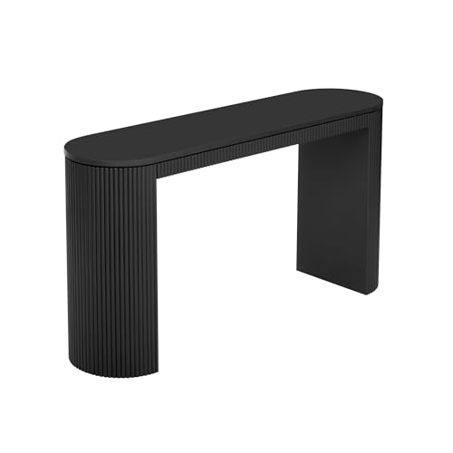 59.2-Inch Console Table for Entryway, Modern Hallway Table with Unique Vertical Stripe Design,for Living Room and Study (Black-01) - color: Black-01
