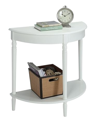 Convenience Concepts French Country Half-Round Entryway Table with Shelf, White - color: White