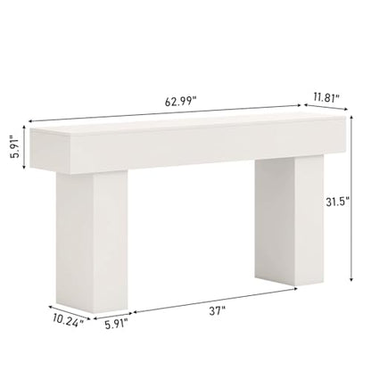63 Inch Long Console Table for Entryway, Farmhouse Wood Rectangular Sofa Table Behind Couch Table, Narrow Entryway Table for Living Room, Entrance, Hallway, Foyer, Easy Assembly (Classic White) - color: Classic White