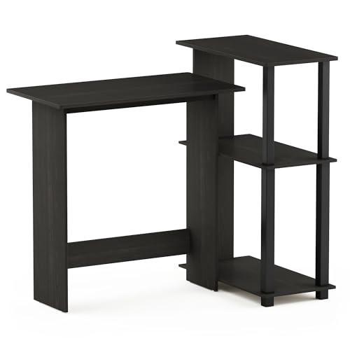 Furinno Abbott Corner Computer Desk with Bookshelf, Espresso/Black - color: Espresso/Black