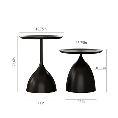 Nesting Tables, Black Side Tables, Modern End Tables for Living Room Nesting Coffee Table Set of 2,Console Table Pedestal Tables