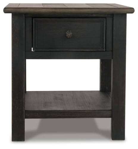 Signature Design by Ashley Tyler Creek Rustic End Table with Storage Drawer and Fixed Shelf, Brown & Black - color: Blackish Brown