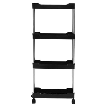 4 Tier Slim Storage Cart, Rolling Utility Cart with 4 Easy Glide Wheels and Side Hooks for Kitchen Bathroom Laundry Room Office Narrow Spaces (Black) - color: Black