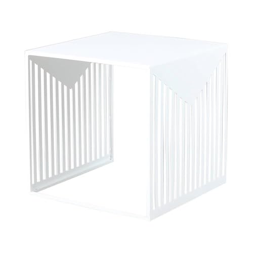 LeisureMod Mid-Century Design Square Side/End Table, Steel Powder Coated Finish, Perfect for Modern and Contemporary Living Space, White - color: White