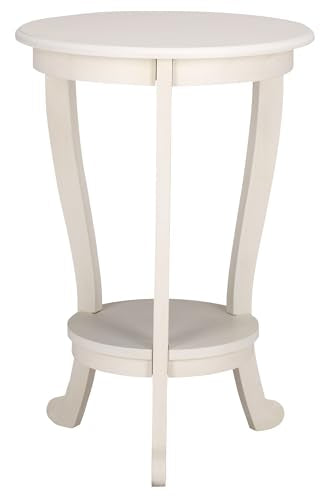 SAFAVIEH Furniture - Mary Pedestal Table - Ivory - Solid Wood - Farmhouse Pedestal Design - Ideal for Living Room, Entryway, Home Office, 18.1" W x 18.1" D x 26" H (AMH5711J) - color: Ivory