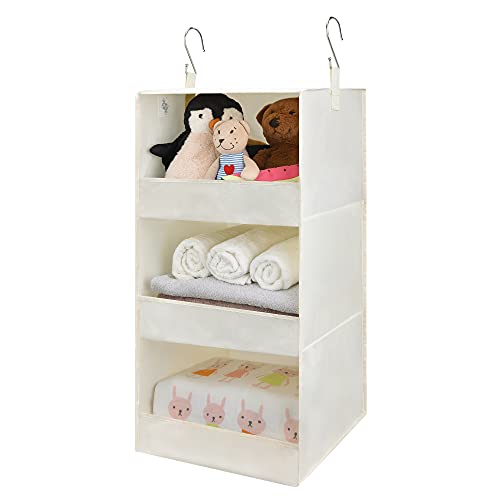 GRANNY SAYS 3-Shelf Hanging Organizer, Foldable Hanging Closet Storage, Hanging Shelves for Wardrobes & RV Closet, Beige, 29 ½" H X 12" W X 12" D, 1-Pack - color: 3-shelf Beige, size: 1-Pack
