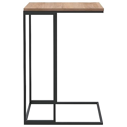 vidaXL Engineered Wood and Iron Side Table- Modern Industrial C-Shaped Design- Black, 15.7 x 11.8 x 23.2, 336129