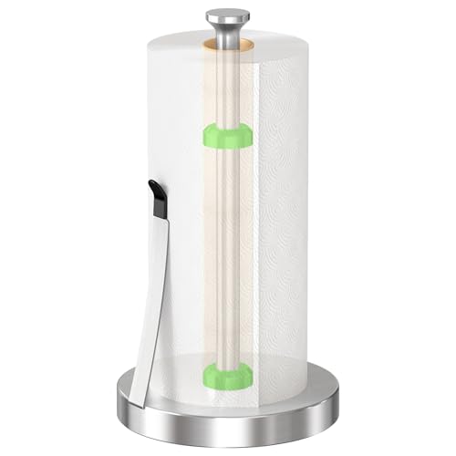 Jesginboo Countertop Paper Towel Holder for Kitchen, Brushed Nickel | Tension Arm for One-Handed Tear, Stainless Steel Paper Towel Holder for Bathroom Kitchen - color: Brushed Nickel