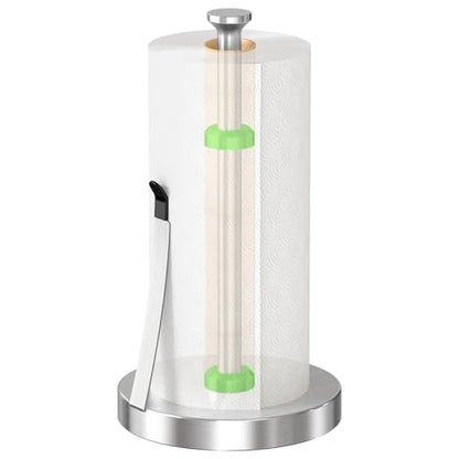 Jesginboo Countertop Paper Towel Holder for Kitchen, Brushed Nickel | Tension Arm for One-Handed Tear, Stainless Steel Paper Towel Holder for Bathroom Kitchen - color: Brushed Nickel