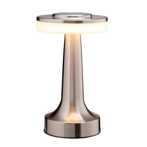 O’Bright Portable LED Table Lamp with Touch Sensor, 3-Levels Brightness, Rechargeable Battery Up to 48 Hours Usage, Night Light for Kids Nursery, Nightstand Lamp, Bedside Lamp (Silver) - color: Silver