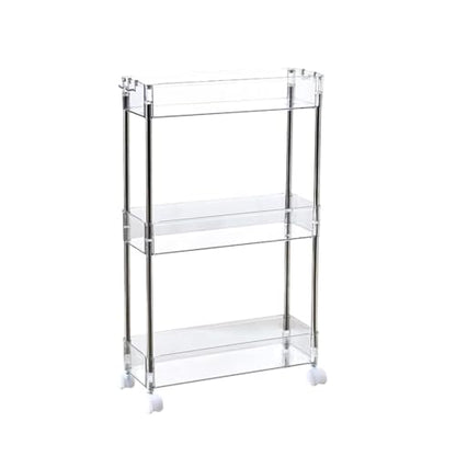 Chris.W Slim Storage Cart 3 Tier with Wheels, Clear Bathroom Cart Organizer, Mobile Shelving Unit Rolling Utility Cart, Slide Out Organizer for Kitchen, Bathroom, Laundry, Narrow Places, Office 5.2" W - size: 5.2" W