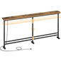 YATINEY 70.9" Console Table with Adjustable Height (27.6"-35.4") and Power Outlet, Skinny Behind Couch Table, Narrow Long Sofa Table for Living Room, Hallway, Entryway, Rustic Brown and Black CT08UBR - color: Rustic Brown + Black, size: 70.9"L x 5.9"W x 2