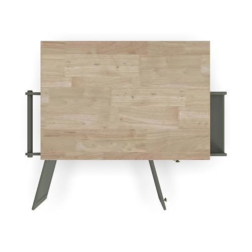 Homestyles Mobile Kitchen Island Cart with Wood Top and Dropleaf Breakfast Bar, 18" D x 53.5" W x 36" H, Green - color: Green