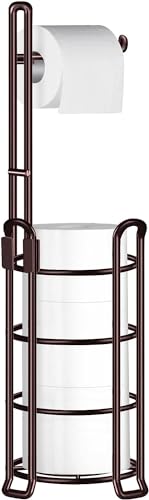 TomCare Toilet Paper Holder Toilet Paper Stand and Dispenser for 4 Mega Rolls Metal Wire Free-Standing Toilet Tissue Paper Roll Storage Shelf Bathroom Accessories Storage Organizer Bronze - color: Bronze, size: Standard