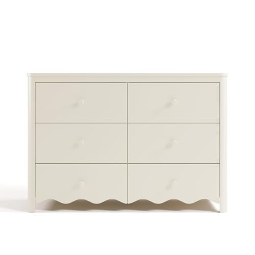 Storkcraft Casablanca 6 Drawer Dresser, Frosted Oat | GREENGUARD Gold Certified, White Dresser for Bedroom, Kids & Nursery Storage Chest, Safety Interlocking Drawers, Kids Bedroom - color: Frosted Oat, style: 6 Drawer Dresser
