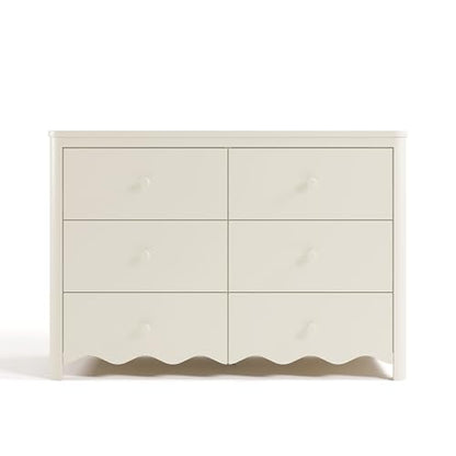 Storkcraft Casablanca 6 Drawer Dresser, Frosted Oat | GREENGUARD Gold Certified, White Dresser for Bedroom, Kids & Nursery Storage Chest, Safety Interlocking Drawers, Kids Bedroom - color: Frosted Oat, style: 6 Drawer Dresser