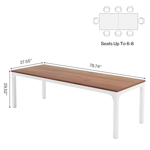 Tribesigns 6.5 FT Conference Room Table, 78.74" W x 27.56" D Large Office Conference Table, Modern Seminar Meeting Table Desk for Boardroom, Meeting Room (1, Brown and White) - color: Brown and White