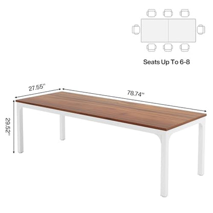 Tribesigns 6.5 FT Conference Room Table, 78.74" W x 27.56" D Large Office Conference Table, Modern Seminar Meeting Table Desk for Boardroom, Meeting Room (1, Brown and White) - color: Brown and White
