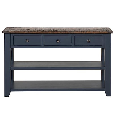 LKTART Solid Wood Console Table for Entryway;Sofa Table with Storage | 48.8 Inch Blue Real Wood Farmhouse Console Table with Drawers;Entry Way Table for Living Room,Foyer,Hallway;Easy Assembled - color: Blue