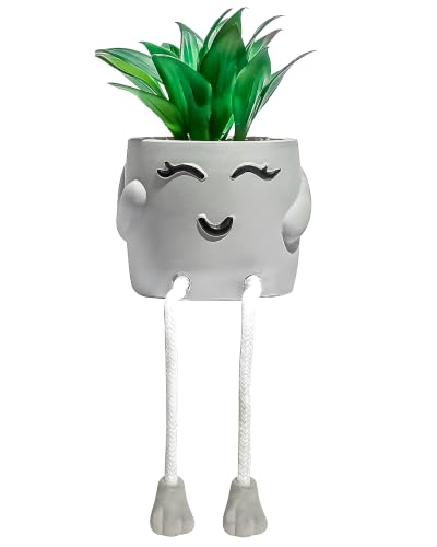OLEEK Small Fake Plants Office Decor - Fake Succulents Plants Artificial for Desk Decor- Shelf sitters with Dangling Legs - Fake Plant Office Decorations for Work - Office Decor for Women - Office - size: Nancy (Set of 1)