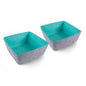 Three by Three Seattle Tapered Felt Storage Bins 2-Pack 9x9 (Charcoal/Blue) | Recycled felt tapered bins; soft non-scratch; 5"x5" fits most drawers; organize desk, office, bathroom, bedroom & entryway - color: Charcoal/Blue