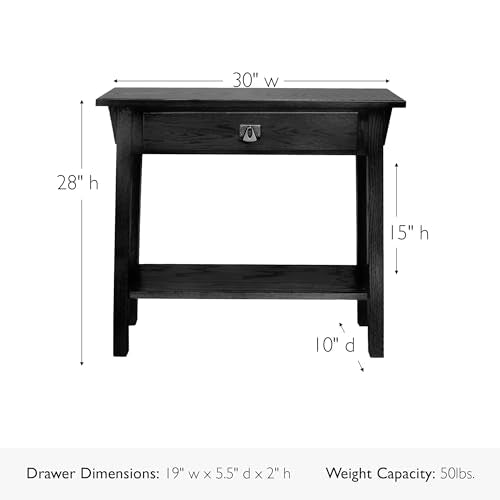 Leick Home Mission Console Table, Solid Wood, 1 Storage Drawer, Bottom Display Shelf, Narrow Depth, Easy-Assembly, For Living Room/Hallway, Slate Black, 30 in L x 10 in W x 28 in H, 9057-SL - color: Black
