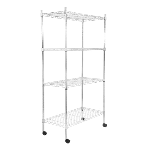 Whitmor 4 Tier Storage Shelves, Heavy Duty with Wheels, Adjustable Steel Organizer Wire Rack, 400 lbs Capacity per Shelf, Max 1600 lbs Total for Garage, Kitchen, Plant, 36" L x 14" W x 54" H, Chrome - color: Sliver, size: 4-TIER,36"L x 14"W x 54"H (With W