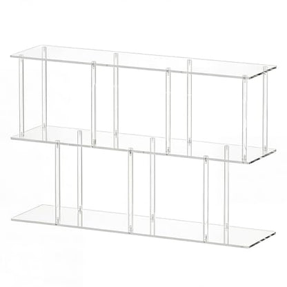 3-Tier Acrylic Low Bookshelf 11.8''D X 47.2''W X 24.6''H Clear Long Bookcase with Large Storage Cube Organizer Shelf Easy Assembly for Office Living Room Bedroom