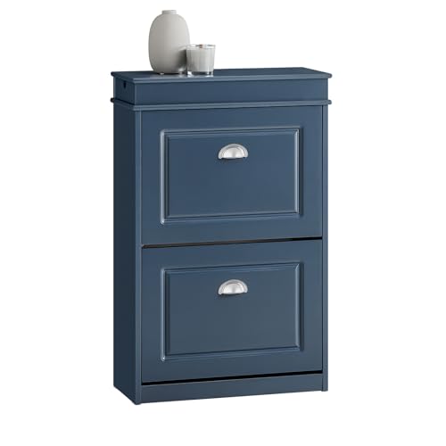 Haotian Slim Shoe Cabinet, Shoe Rack with Doors, Shoe Storage Cupboard Organizer Unit for Entryway 2 Flip-Drawers, Hallway and Bedroom Navy FSR78-B - color: Navy, size: 2 Drawers (S)