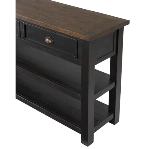 Martin Svensson Home Solid Wood Sofa Console Table, Black with Brown Top - color: Black With Brown Top