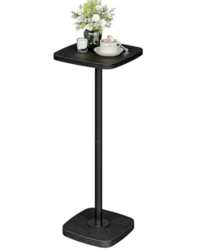 Small Side Table, Drink Table for Small Spaces, Square Martini Table with Pedestal, for Living Room, Bedroom, Black TBZ24BB - color: Black