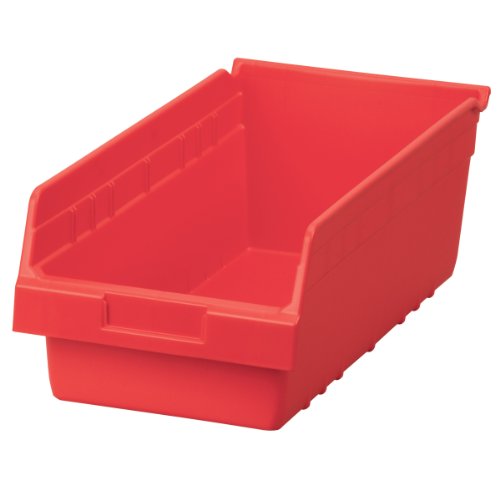 Akro-Mils 30088 Plastic Nesting ShelfMax Storage Bin Box, 18x8x6-Inch, Red (8-Pack) - color: Red