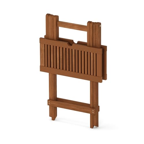 Furinno TIOMAN Folding Outdoor Side Table, Patio End Table, Portable Wood Coffee Table for Balcony, Garden, Porch, Teak Oil Finish, Light Wood - size: 20.1"D x 20.1"W