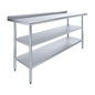 AmGood Stainless Steel Work Table with 1.5" Backsplash and 2 Shelves | Metal Kitchen Food Prep Table | NSF (72" Long x 24" Deep) - size: 72" Long x 24" Deep