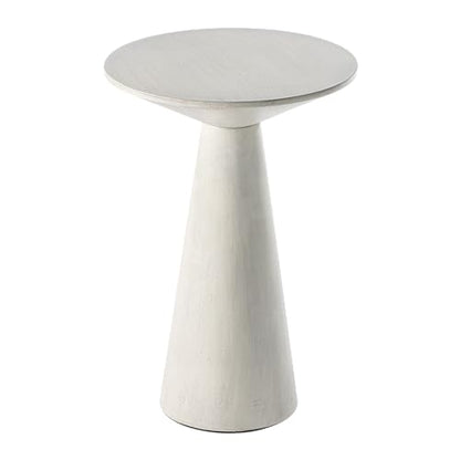 COZAYH Farmhouse Pedestal Small End Table Round Martini Table Wood Plant Stand Rustic Drink Table for Small Space Living Room, Bedroom, White - color: White