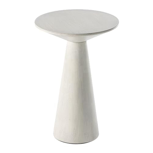 COZAYH Farmhouse Pedestal Small End Table Round Martini Table Wood Plant Stand Rustic Drink Table for Small Space Living Room, Bedroom, White - color: White