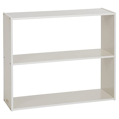 ECR4Kids Streamline 2-Shelf Double-Sided Storage Cabinet, 30in, Double-Sided Display, White Wash - color: White Wash